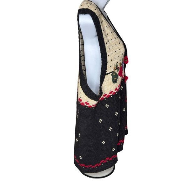 Quacker Factory Winter Themed Sweater Vest Holiday Mittens Holly Jingle Bells Lg - Picture 6 of 10